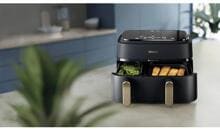 Philips Home NA352/04 Heißluft-Fritteuse Airfryer 9 Liter 2750 Watt Antihaftbeschichtung Doppelkammer schwarz