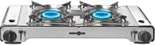 Brunner Devil Double Campingkocher Kartuschen-Gaskocher Outdoor Garten 2-flammig silber