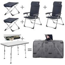 Crespo Valencia Stuhl- und Tischset Klappstuhl Klapptisch Campingmöbel gepolstert Camping Outdoor grau