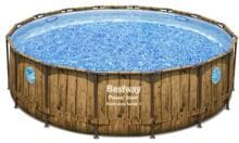 Bestway 56977 Power Steel Swim Vista Frame Pool 549x122cm rund Gartenpool Swimming Pool Filterpumpe Holzoptik braun