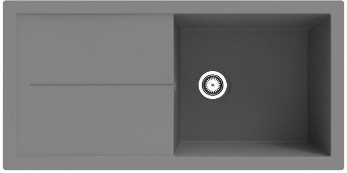 Respekta Cleveland Mineralite Einbauspüle Küchenspüle 1 Becken Abtropffläche reversibel grau