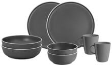 Brunner Dolomit Geschirrset Campinggeschirr Teller Schalen Becher 8-teilig grau