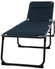 Travellife Barletta Campingliege Sonnenliege Strandliege Gästebett mit Kissen Garten Outdoor blau