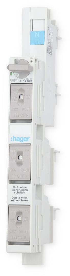 Hager L066M Lasttrennschalter D02 63A 4-polig N vorauseilend 60mm für Sammelschiene
