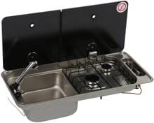 Can FL1402 Kocher-Spüle-Kombination Gasherd 1 flammig Spülbecken links Camping Wohnwagen Reisemobil Caravan Edelstahl