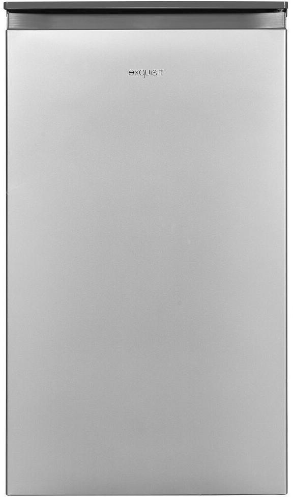 Exquisit KS117-3-010E Stand-Kühlschrank 48cm breit 82 Liter LED Licht Gemüsefach silber