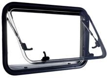 Di-Tec Ausstellfenster gebogen Plissee 700x510mm Camping Wohnwagen Wohnmobil schwarz
