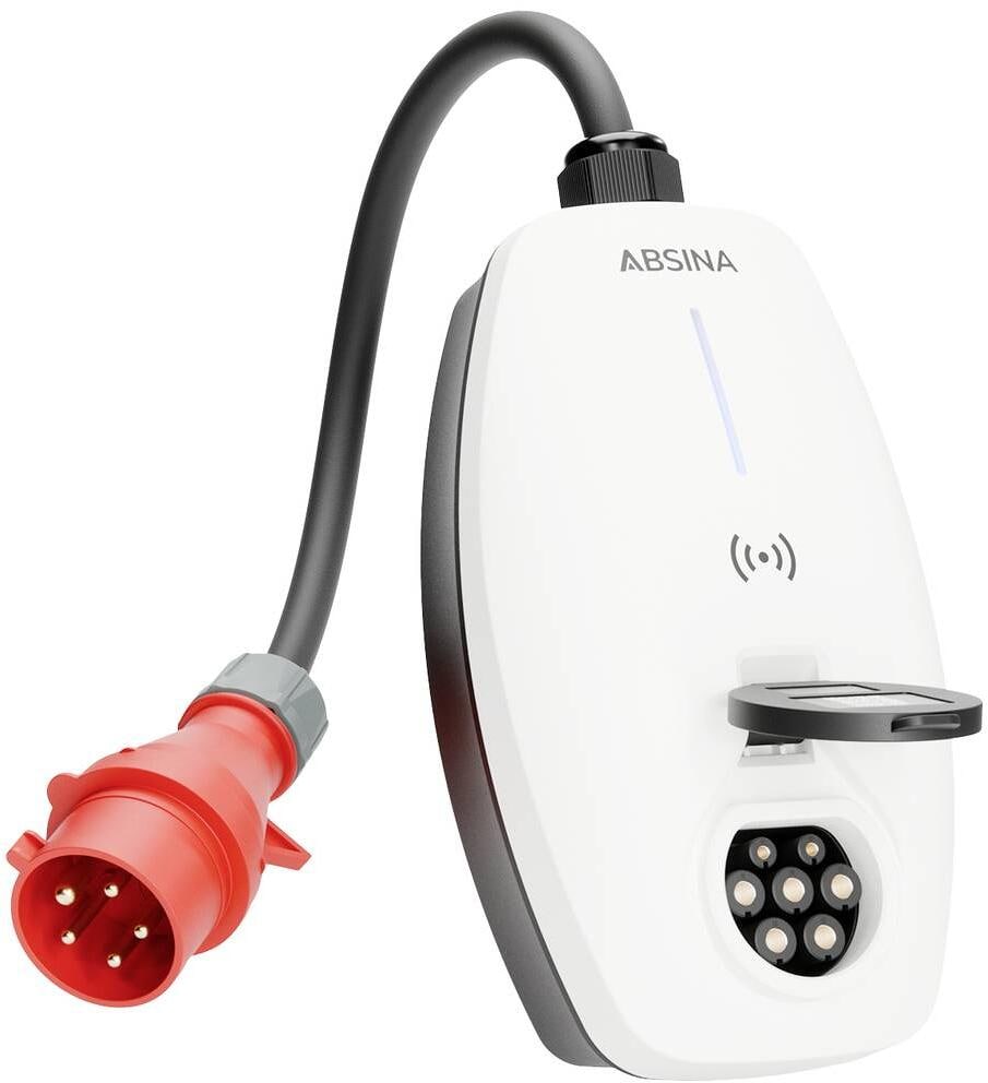 Absina 301018 Wallbox Ladestation Elektroauto Typ 2 Mode 3 16A 11kW App RFID weiß