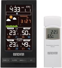 Eurochron EFWS S250 Funk-Wetterstation Vorhersage Temperatur Außensensor Farbdisplay schwarz weiß