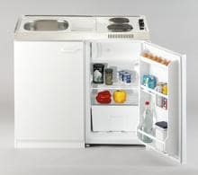 Respekta Pantry 100SV Miniküche mit Kühlschrank 100cm breit 82 Liter Edelstahlkochfeld Spüle weiß