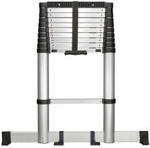 Toolcraft TO-7868814 Teleskopleiter Ausziehleiter 11 Sprossen Standhöhe max. 3,20m EN 131 klappbar Aluminium schwarz silber