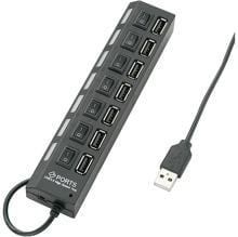 Renkforce RF-4847589 7 Port USB 2.0-Hub Verteiler einzeln schaltbar Status-LEDs schwarz
