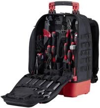 Wiha 45529 Universal Werkzeugrucksack Werkzeugtasche bestückt 41teilig Handwerker Heimwerker 385x260x530mm schwarz rot