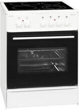 Exquisit ECM6-4BZ Elektro-Standherd Glaskeramik-Kochfeld 60cm breit 61 Liter Grill Umluft weiß