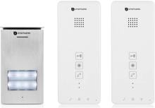 Smartwares DIC-21122 Türsprechanlage Gegensprechanlage 2-Draht Komplett-Set 2 Familienhaus silber weiß