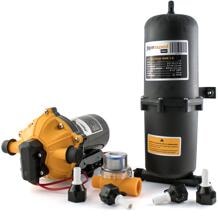 tigerexped Wasserdrucksystem-Set Druckwasserpumpe Bypass 18L/min 4bar für 24V und Druckspeichertank 1L