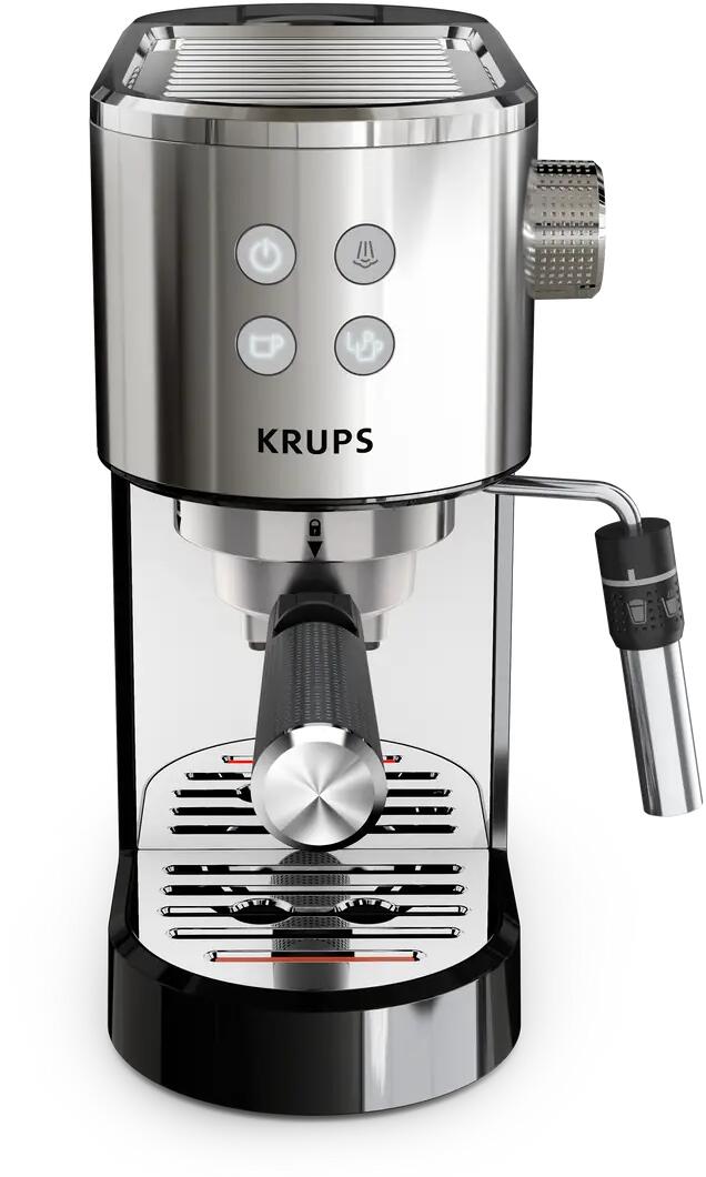 Krups XP444C Virtuoso+ Siebträgermaschine Espressomaschine Kaffeemaschine 1 Liter 15 bar Edelstahl schwarz