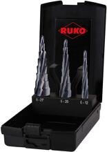 Ruko 101087PRO Stufenbohrer-Set Blechschälbohrer HSS 3-Flächenschaft 3tlg.