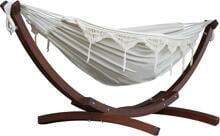 Vivere Double Cotton Hängematte Hängeliege mit Gestell Outdoor Garten Terrasse natural