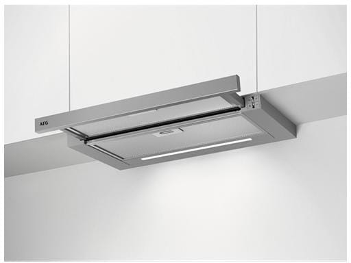 AEG DPE5660M Dunstabzugshaube Flachschirmhaube 59,8cm breit Abluft Umluft Kurzhubtasten grau