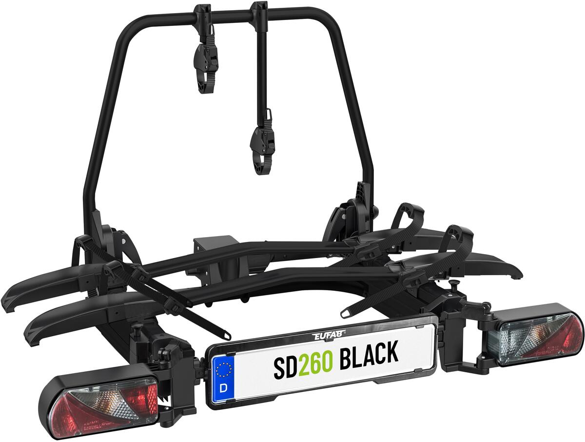 EUFAB SD260 Fahrradträger Kupplungsträger für 2 Fahrräder Camping Wohnwagen Wohnmobil schwarz