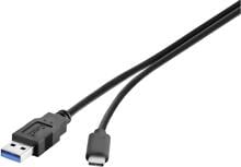 Renkforce RF-4381077 USB-Kabel Anschlusskabel USB 3.2 Gen1 USB-A Stecker USB-C Stecker 0,50m schwarz vergoldete Steckkontakte