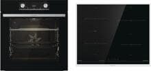 Gorenje Black Steam Pro Herdset BPSX6737E06BG IT43X Induktionskochfeld 59,5cm breit 77 Liter Pyrolyse Grill Boosterfunktion schwarz