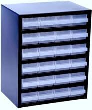 Raaco 250/24-1 Kleinteilemagazin Sortierkasten Lagerregal 357x435x255mm Fächer 24 blau