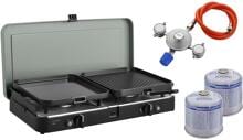 Cadac 2-Cook 3 Pro Deluxe Gaskocher PowerPak Regler 2 Gaskartuschen 50mbar Exklusiv Wagner Edition grün