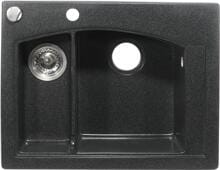 Manestein Granitspüle Einbauspüle Küchenspüle Ablauffernbedienung 1,5 Becken schwarz