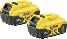 2 Stück Dewalt DCB184P2-XJ Werkzeug-Akku Spezial-Akku 18V 5Ah Li-Ion gelb schwarz