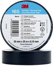 100 Stück 3M Temflex 165 Vinyl-Isolierband für Kabel Leitungen 25mmx25m schwarz