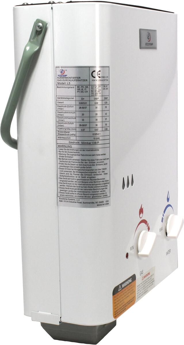 Eccotemp Propangas Durchlauferhitzer Camping-Dusche Handbrause 5 Liter  50mbar Outdoor cleverdeals.de