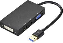 Renkforce RF-4755602 externe Grafikkarte USB 3.2 Gen 1 HDMI DVI VGA schwarz
