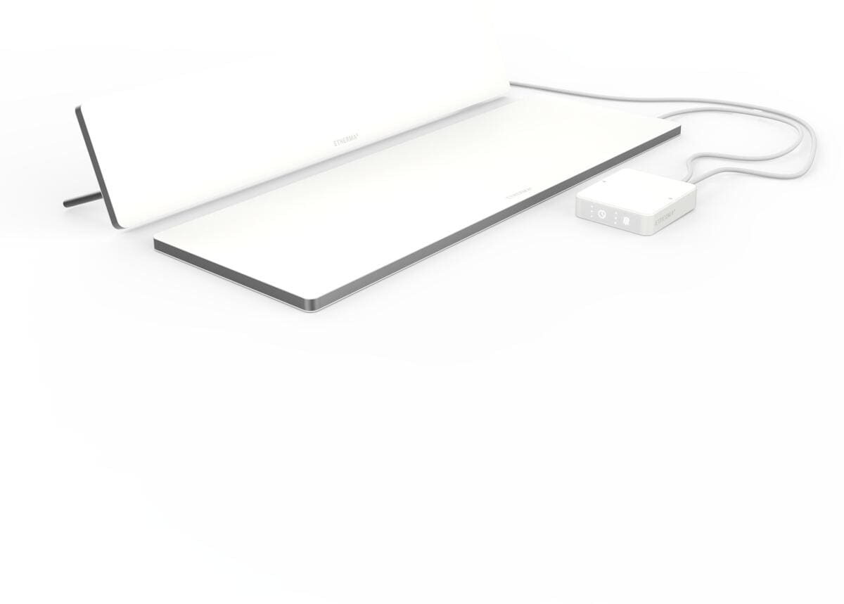 Etherma Lava-Desk-Zone-W Arbeitsplatzheizung-Set Lava-Desk Top & Sub Tisch-Infrarotheizung 230V weiß