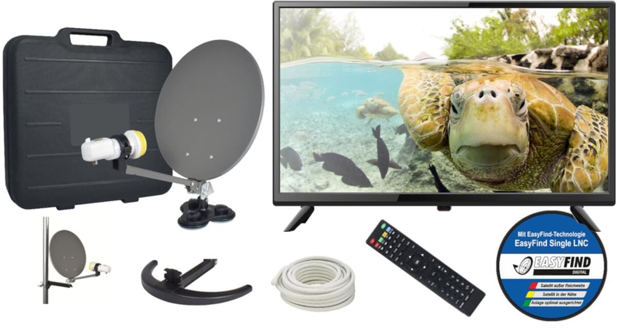 Easyfind CD07 19" TV Camping-Sat-System Fernseher Triple Tuner HDMI Camping Wohnwagen Wohnmobil