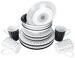 Camp4 Black-White Premium Melamin-Geschirrset Teller Schüssel Becher 16tlg Camping Wohnwagen