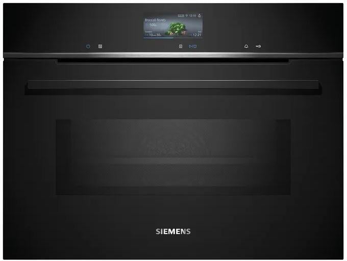 Siemens CM776GKB1 Einbau-Kompaktbackofen mit Mikrowelle 59,4cm breit 45 Liter 900W 4D Heißluft Grill Kindersicherung Home Connect coolStart schwarz
