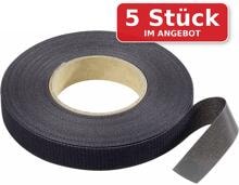 5 Stück Binder 25446-A5-0016405101002 Klettband Klettverschluss Bündeln Haftteil Flauschteil 10mx16mm schwarz
