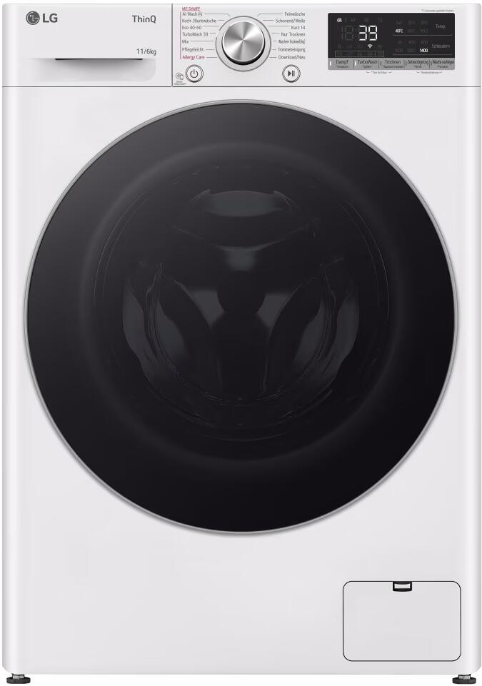 LG W4WR70E61 Stand-Waschtrockner 11kg Waschen 6kg Trocknen 1360U/min WLAN Kindersicherung Steam-Funktion weiß