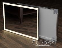 infraNOMIC Heizung Konvektor LED-Line Spiegel mit Alu-Rand 10mm 900W 1400x600mm Titan