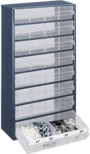Raaco 1208-03 Schubladenschrank Sortierkasten Sortiments-Kasten 306x150x552mm Fächer 8 blau transparent