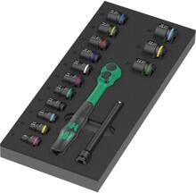 Wera 9724 Steckschlüsseleinsatz-Set Sechskant Knarre 3/8" 16-teilig schwarz