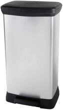 Curver 254620 Deco bin metalics Mülleimer Abfalleimer Abfallentsorgung 46 Liter 407x749x307mm silber schwarz
