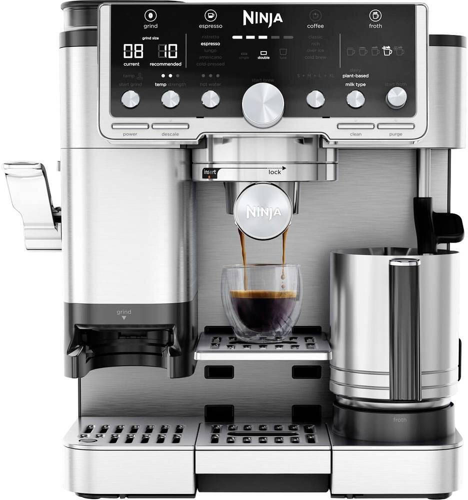 Ninja Luxe Cafe Pro Espressomaschine Siebträgermschine Mahlwerk 1650W schwarz edelstahl