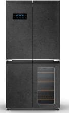 Wolkenstein WCD595EWTSNF ST Cross Door Side-by-Side Stand-Kühl-Gefrierkombination 90,5cm breit 606 Liter Weinschrank Granitoptik