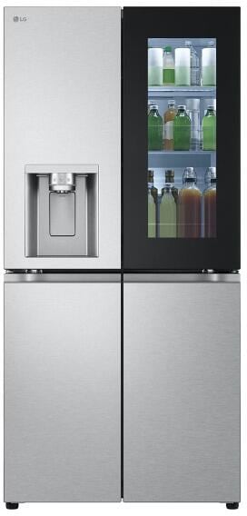 LG GMG761MBAE Side-by-Side Stand-Kühl-Gefrierkombination 83,5cm breit 508 Liter Multidoor InstaView Wassertank Eis- Crushed Ice- und Wasserspender WLA