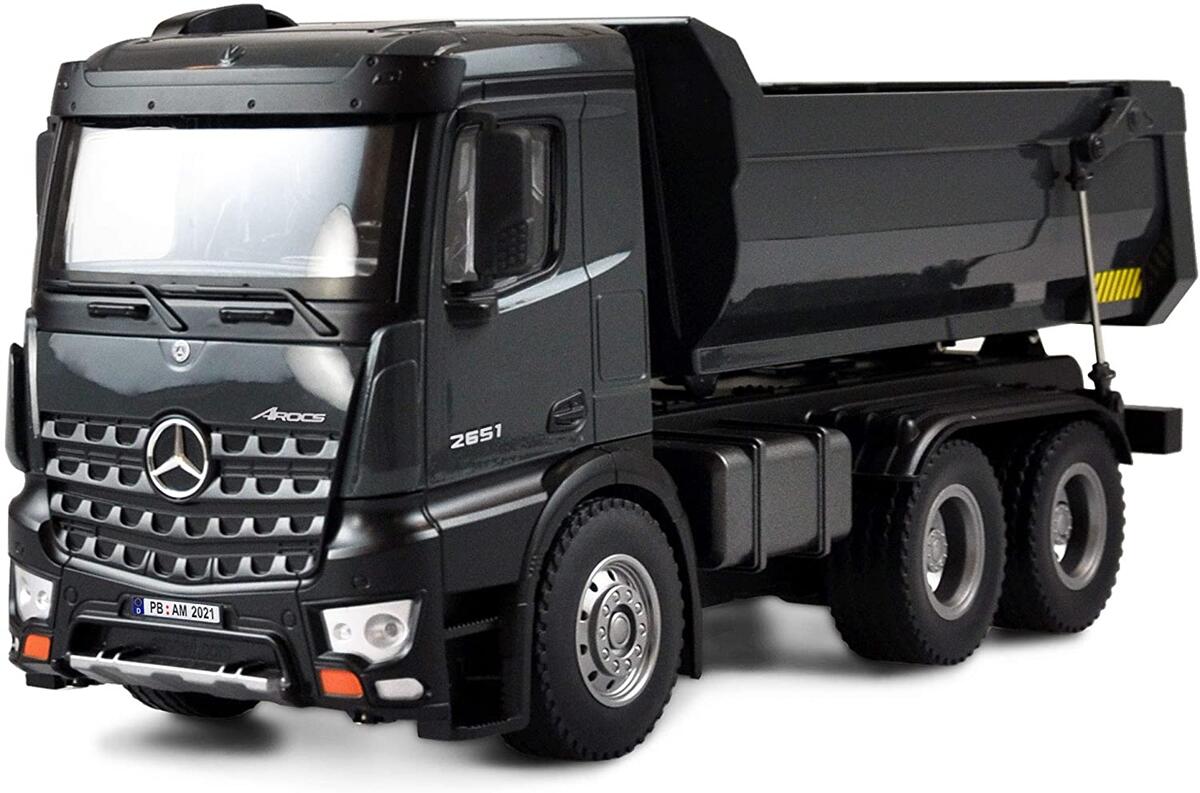 Amewi 22504 Mercedes Benz Arocs 6x4 1:18 Elektro RC Modell-LKW Baustellenfahrzeug RtR Akku dunkelgrau