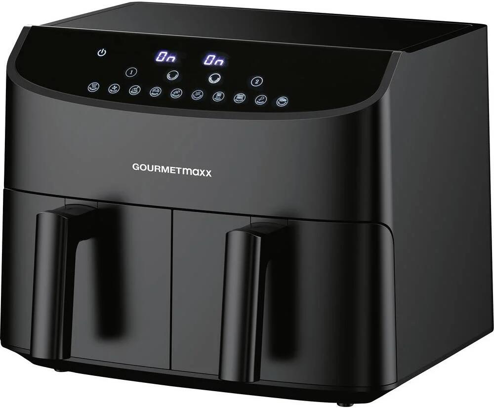 GourmetMaxx Heißluft-Fritteuse Airfryer Doppelkammer 7 Liter schwarz