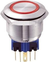 20 Stück TRU COMPONENTS GQ25-11E/R/12V Drucktaster 250V/AC 5A 1 x Ein/(Ein) IP65 tastend rot